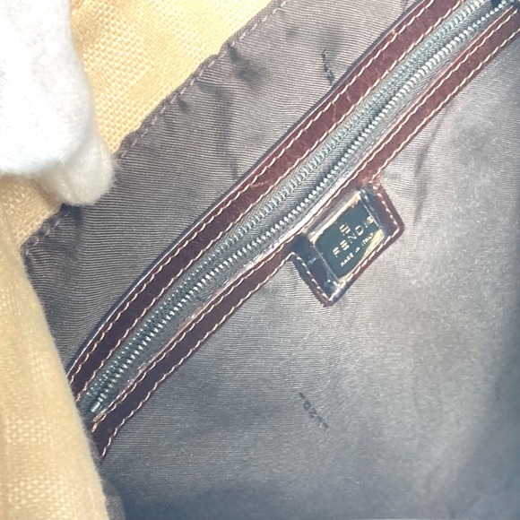 FENDI Cream Leather Zucca Shoulder Bag - Picture 14 of 16